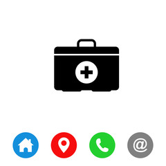 First aid icon, briefcase medical icon vector