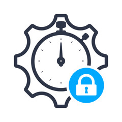 Time Management Icon with padlock sign, security, protection, privacy symbol