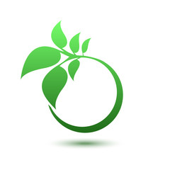 Leaf nature. Ecology circle vector emblem.