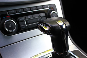 automatic transmission lever in black leather