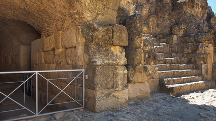 Vault entrance to the amphitheater, part of archaeological ensemble of Italica, city with a...