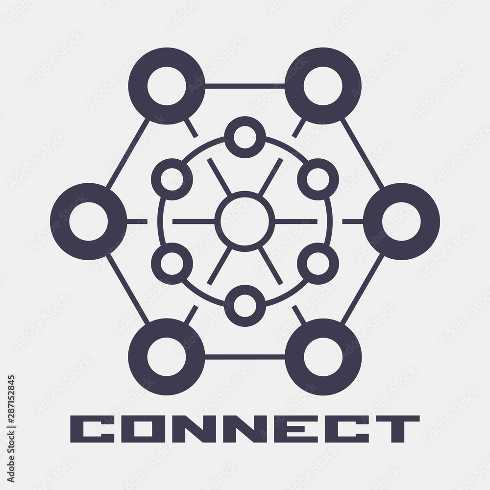 Poster abstract hexagonal geometric symbol.