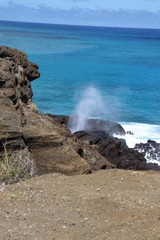 waves crashing on rocks