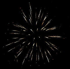 Fireworks sparkles in the night sky as background