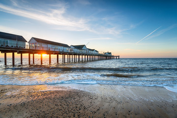 Beautiful sunrise over the pier at Southwold