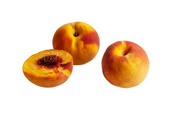 Naklejka na ściany i meble juicy sweet peaches isolated on white