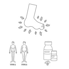 Isolated object of mellitus and diabetes icon. Collection of mellitus and diet stock vector illustration.