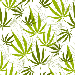 Naklejka premium Seamless pattern with hemp leaves. Stock vector illustration.