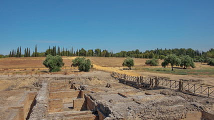 Termas mayores or the thermal baths, part of archaeological ensemble of Italica, city with a strategic role in the Roman Empire, birthplace of Emperors Trajan and Hadrian in Santiponce, Seville, Spain