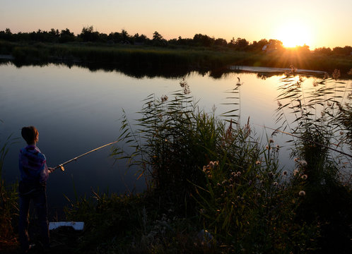 Sunset on the Tobol River in Kostanay, Kazakhstan.