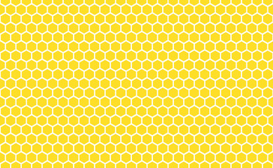 Abstract honeycomb repeated pattern in golden yellow. Geometric background or seamless pattern inspiration of hexagons, prismatic cells similar to beeswax frames or hive frames built by honey bees.