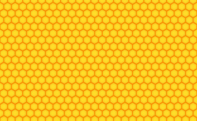 Abstract honeycomb repeated pattern in golden yellow. Geometric background or seamless pattern inspiration of hexagons, prismatic cells similar to beeswax frames or hive frames built by honey bees.