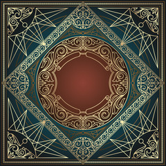 Golden ornate art deco vintage card