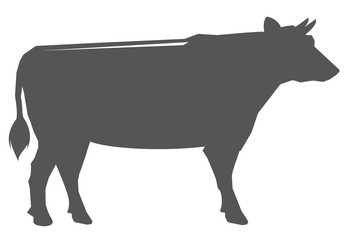 Black silhouette of a cow. Isolated on a white background. Vector illustration.