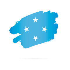 Flag Federated States of Micronesia. Vector illustration on a white background. Brush strokes are drawn by hand