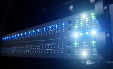 Blue Server Panel. Network Telecommunication Technology concept.