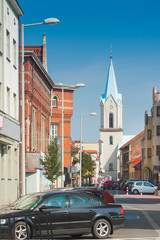 Poland, Malopolska, Oswiecim, Wladyslawa Jagielly Street, Assumption Church