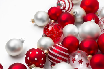 Christmas decoration on white background with copy space.