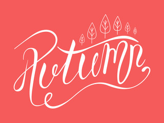 Lettering the word autumn with leaves