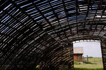 Old farm building abandoned by people.