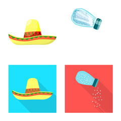 Vector illustration of cafe and Latin sign. Set of cafe and national vector icon for stock.