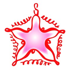 Vector isolated hand draw Christmas toy star on a white background