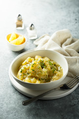 Traditional potato salad with herbs