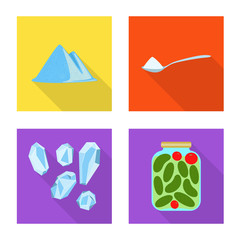 Vector illustration of raw and kitchen symbol. Set of raw and sea stock symbol for web.