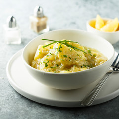 Traditional potato salad with herbs
