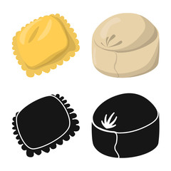 Vector design of products and cooking icon. Set of products and appetizer stock symbol for web.