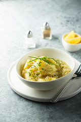 Traditional potato salad with herbs