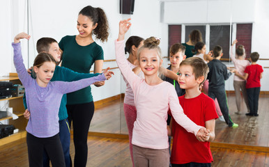 Children studying of partner dance  at dance school