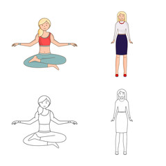 Vector design of posture and mood logo. Collection of posture and female stock vector illustration.