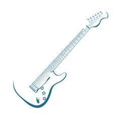 Fototapeta na wymiar Vector drawn guitar. Isolated on white background.