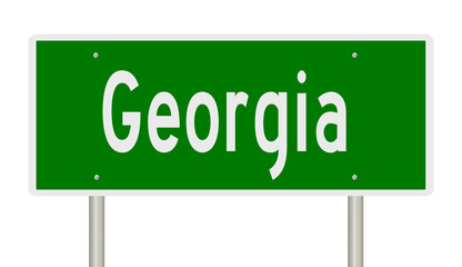 Rendering of a green highway sign for Georgia