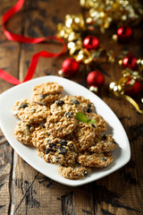 Festive Christmas cookies with raisins