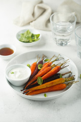 Roasted carrot with honey and yogurt sauce