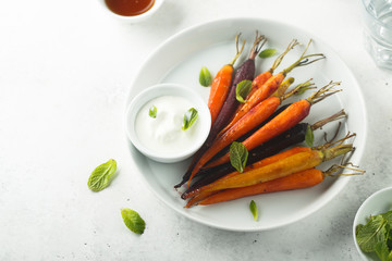 Roasted carrot with honey and yogurt sauce