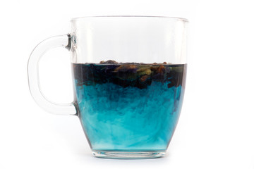 Cup of Butterfly pea Tea, blue Tea, asian,  clitoria are ternate, Thailand