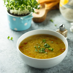 Homemade lentil soup