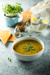 Homemade lentil soup