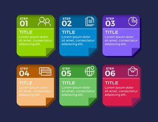 Vector Infographic label design template with icons and 6 options or steps. Vector illustration