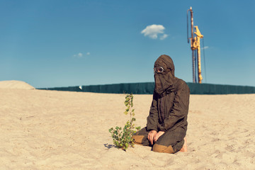 Young girl in a post apocalyptic world