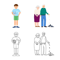 Vector design of character and avatar icon. Collection of character and portrait vector icon for stock.