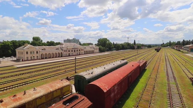 Train Station of Tiraspol in Transnistria on a sunny day.