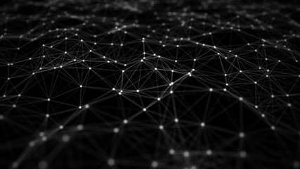 Network connection structure. Big data digital dark background. Science background with connected dots and lines. 3d rendering.