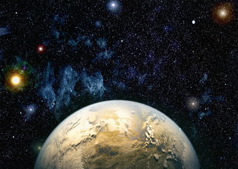 Futuristic abstract space background. Night sky with stars and nebula. Elements of this image...