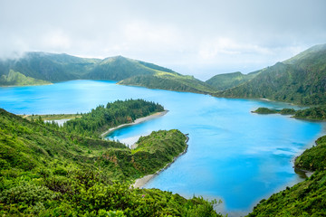 Fototapeta na wymiar View to the Lake of Fire (Lagoa do Fogo) in São Miguel Island, Azores - Portugal