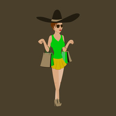 Girl shopping with packages