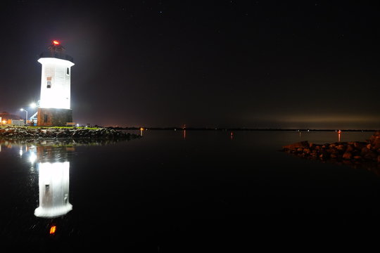 Lighthouse Of Fond Du Lac Wisconsin Standing Bright To Light The Dark Night